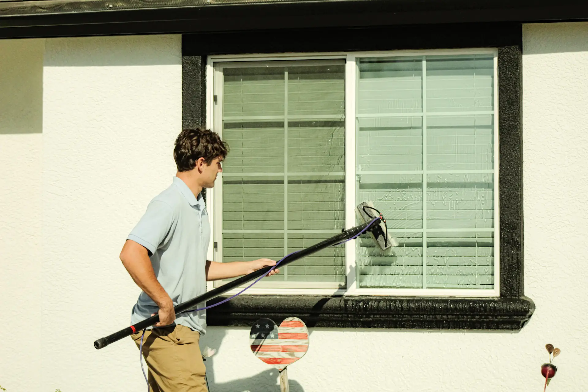 Pressure washing service showing dramatic results